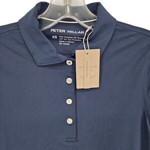 Peter Millar NEW Women XS Polo Shirt Navy Blue UPF 50+ Performance Short Sleeve